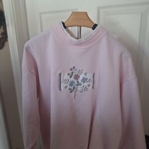 Vintage Top Stitch Pink Women's Sweatshirt